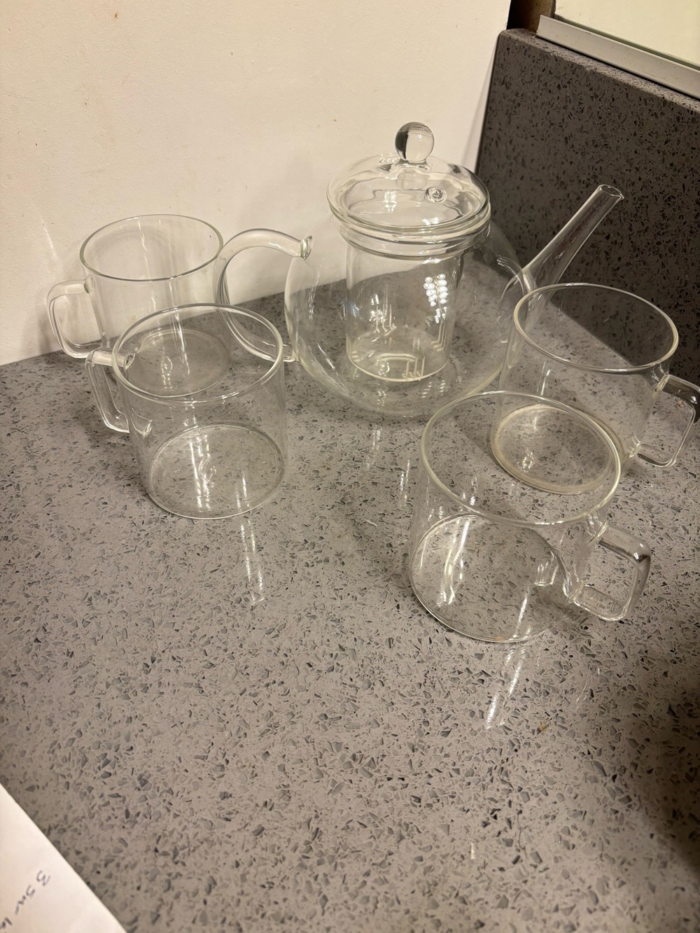 Clear Glass Tea Set with Infuser Pot and 4 Cups